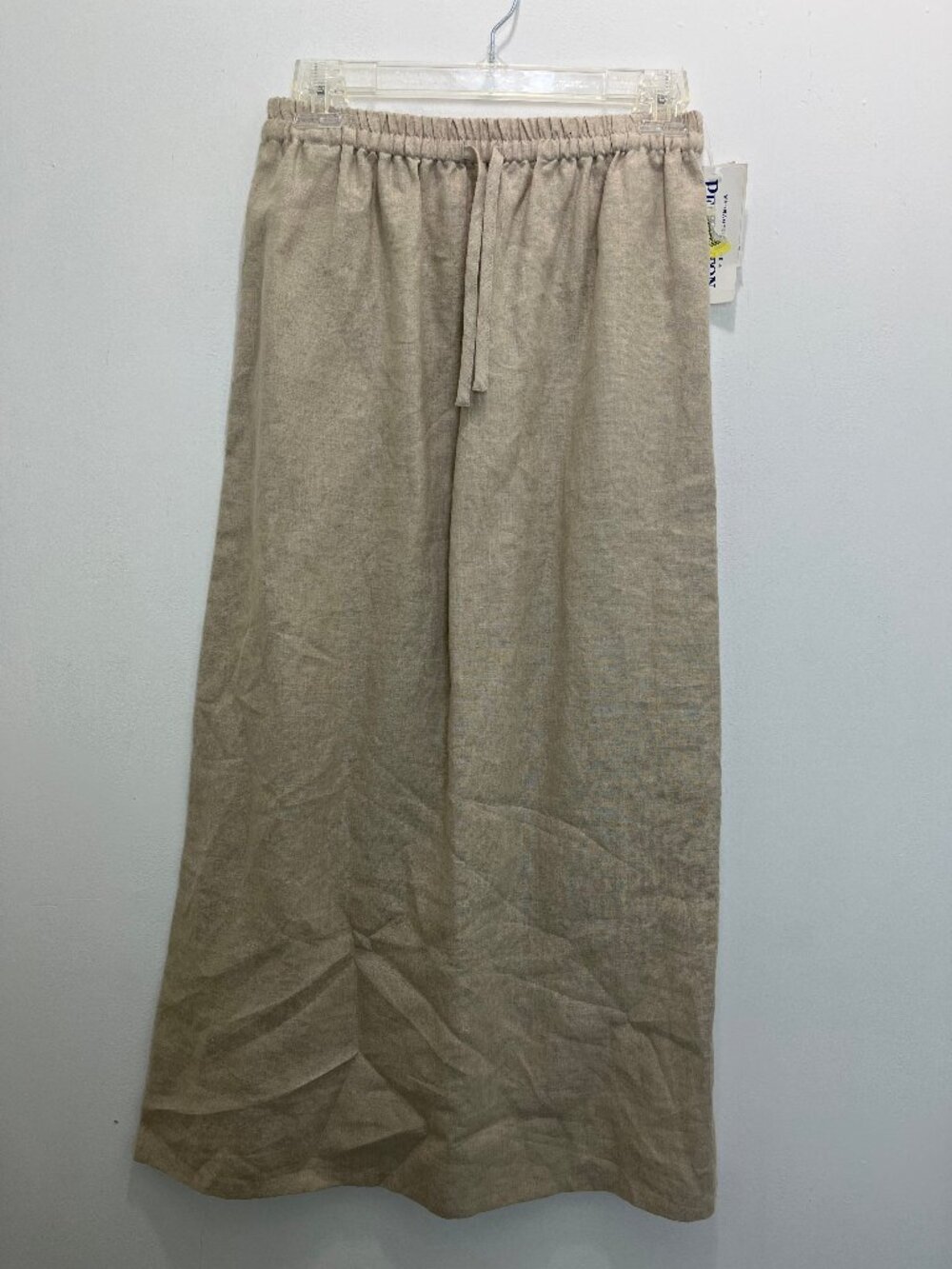 Pendleton Womens Long Beige Pull on Elastic Waist Drawstring Linen Skirt Petite